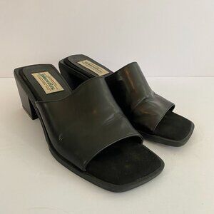 Vintage St John's Bay Thalia Black Chunky Square Heeled Sandals Womens 7